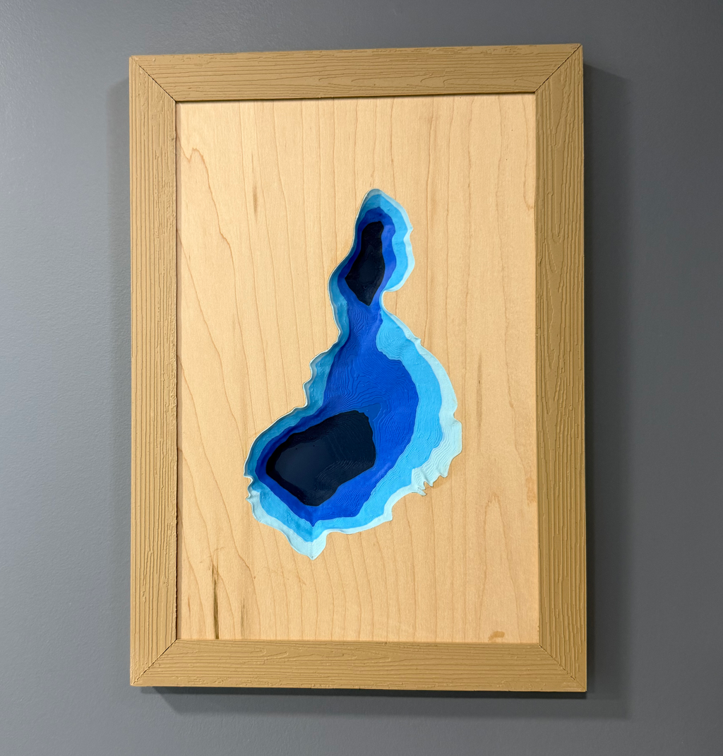 Camp Lake Map - 3D Printed - Bathymetric (Topographical Map) [Kenosha County, WI]