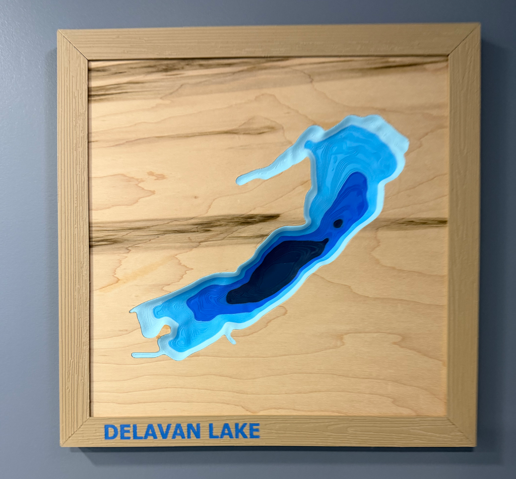 Delavan Lake Map - 3D Printed - Bathymetric (Topographical Map)  [Walworth County, WI]