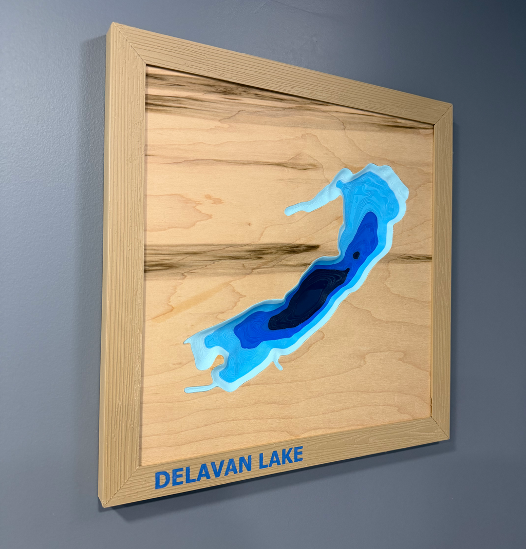 Delavan Lake Map - 3D Printed - Bathymetric (Topographical Map)  [Walworth County, WI]