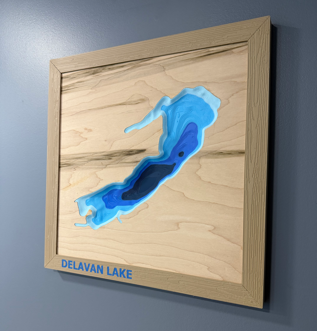 Delavan Lake Map - 3D Printed - Bathymetric (Topographical Map)  [Walworth County, WI]