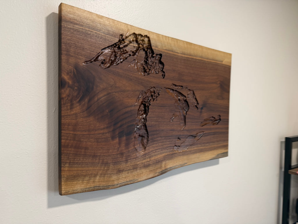 Great Lakes Map - 3D Carved - Bathymetric (Topographical Map)