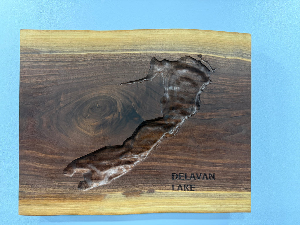 Delavan Lake Map - 3D Carved - Bathymetric (Topographical Map)  [Walworth County, WI]