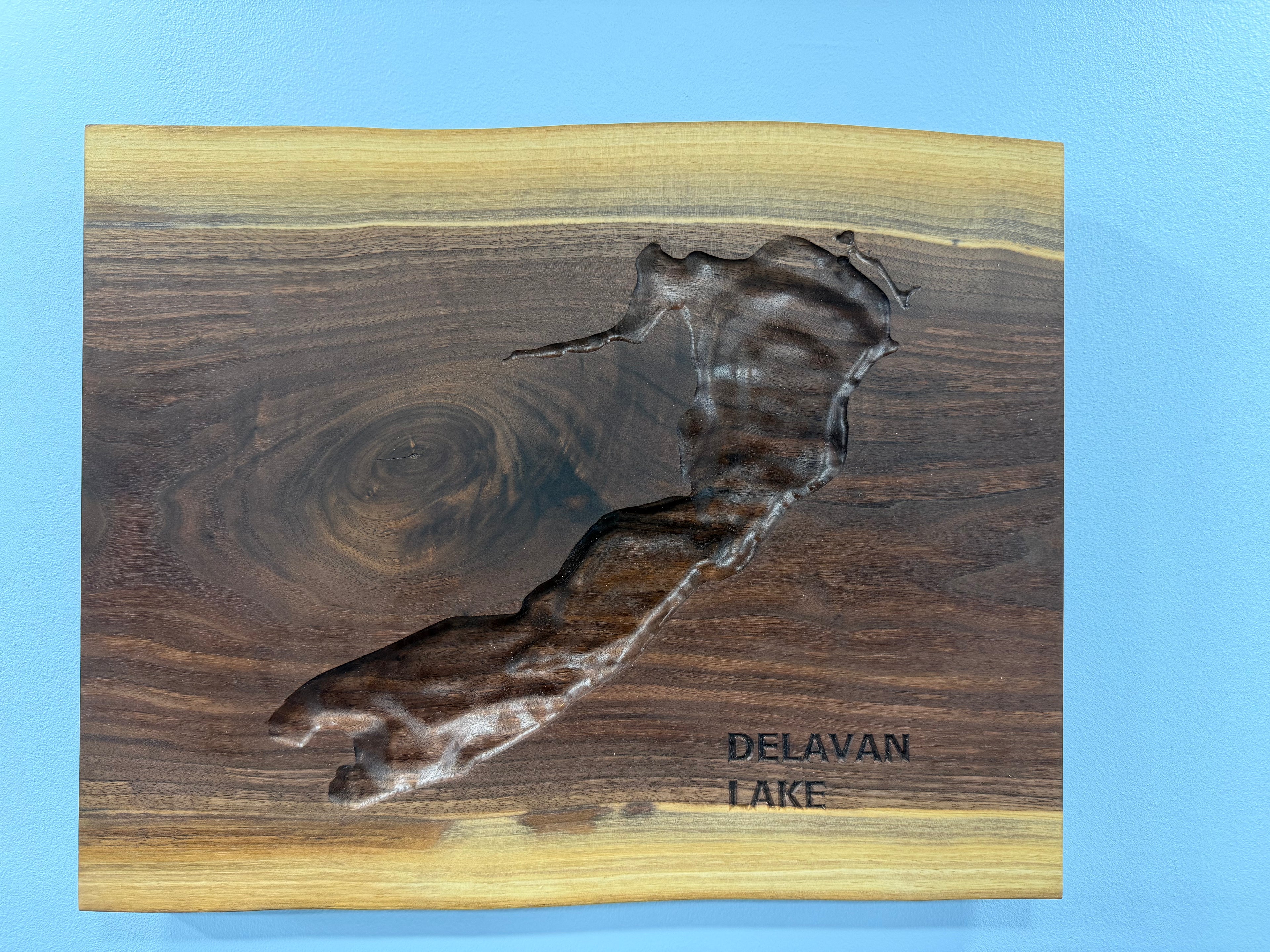 Delavan Lake Map - 3D Carved - Bathymetric (Topographical Map)  [Walworth County, WI]