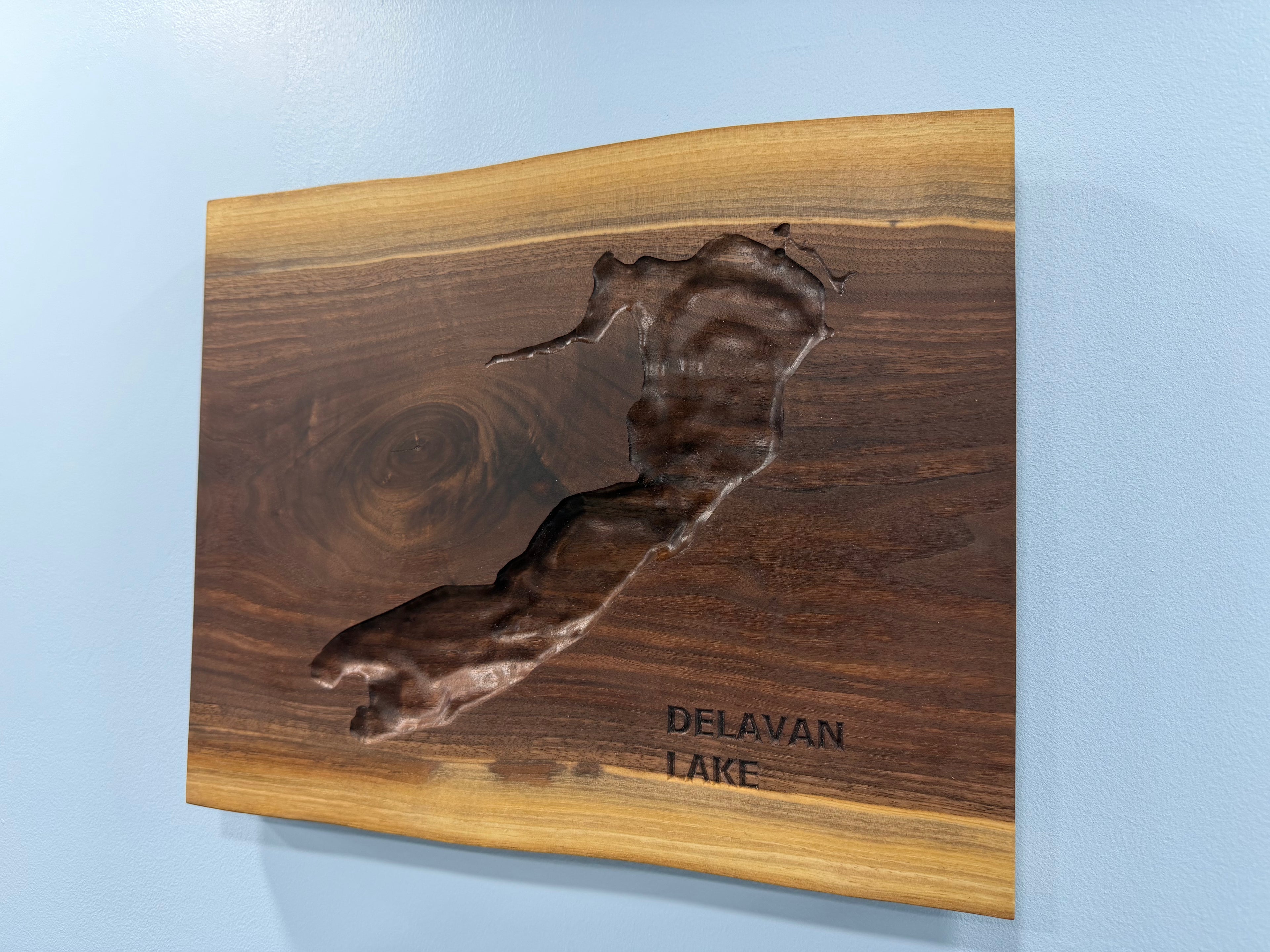 Delavan Lake Map - 3D Carved - Bathymetric (Topographical Map)  [Walworth County, WI]