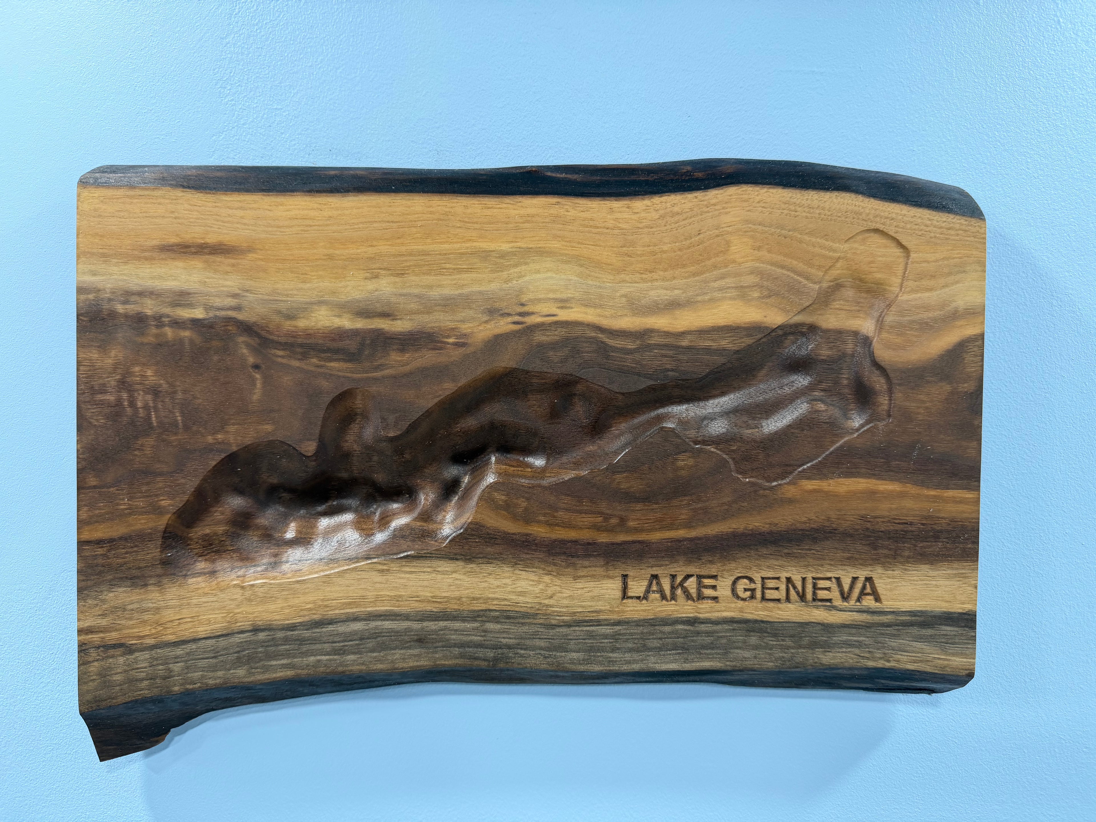 Lake Geneva Map - 3D Carved - Bathymetric (Topographical Map)  [Walworth County, WI]