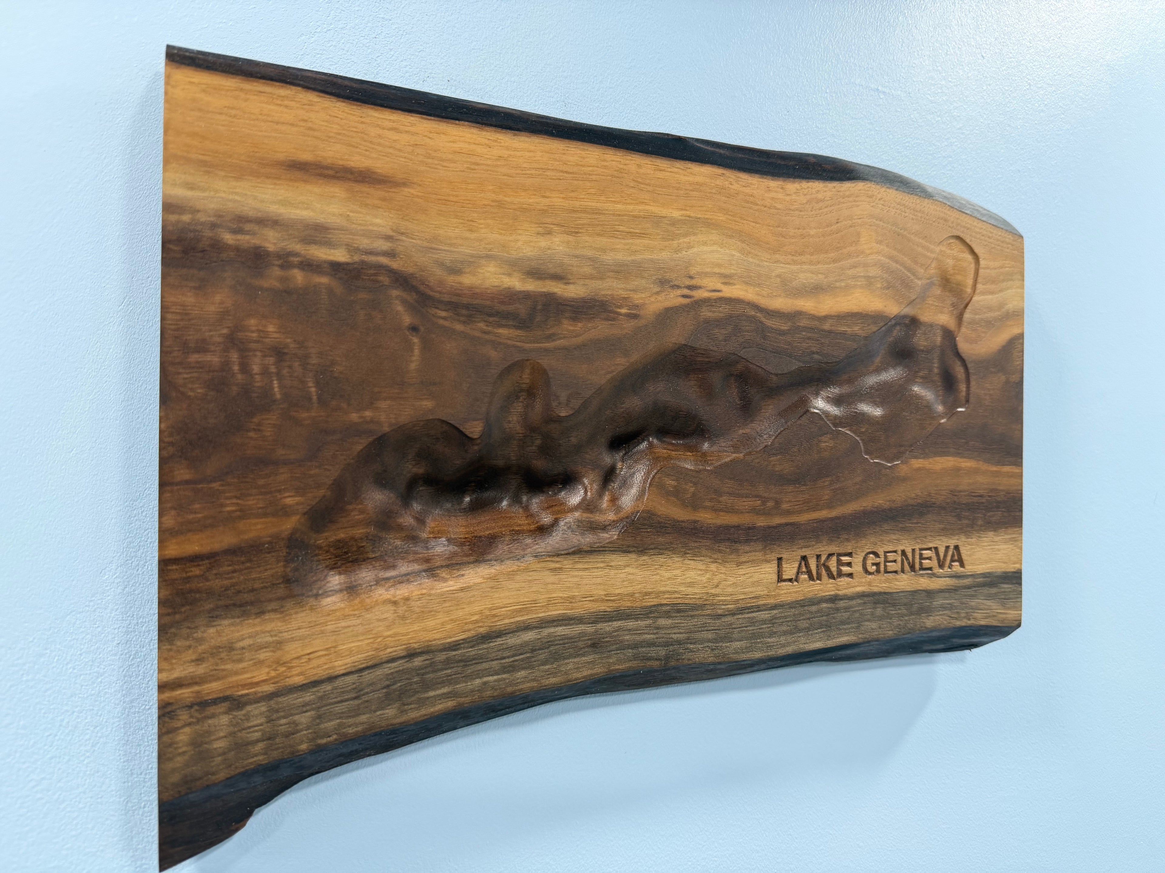 Lake Geneva Map - 3D Carved - Bathymetric (Topographical Map)  [Walworth County, WI]
