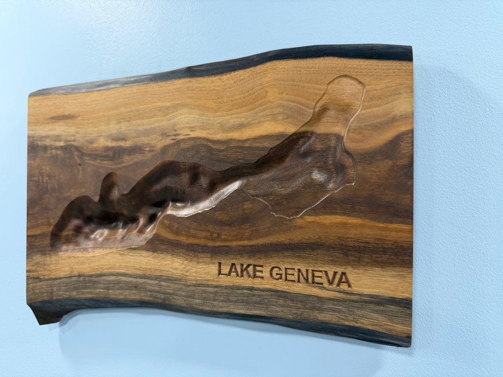 Lake Geneva Map - 3D Carved - Bathymetric (Topographical Map)  [Walworth County, WI]