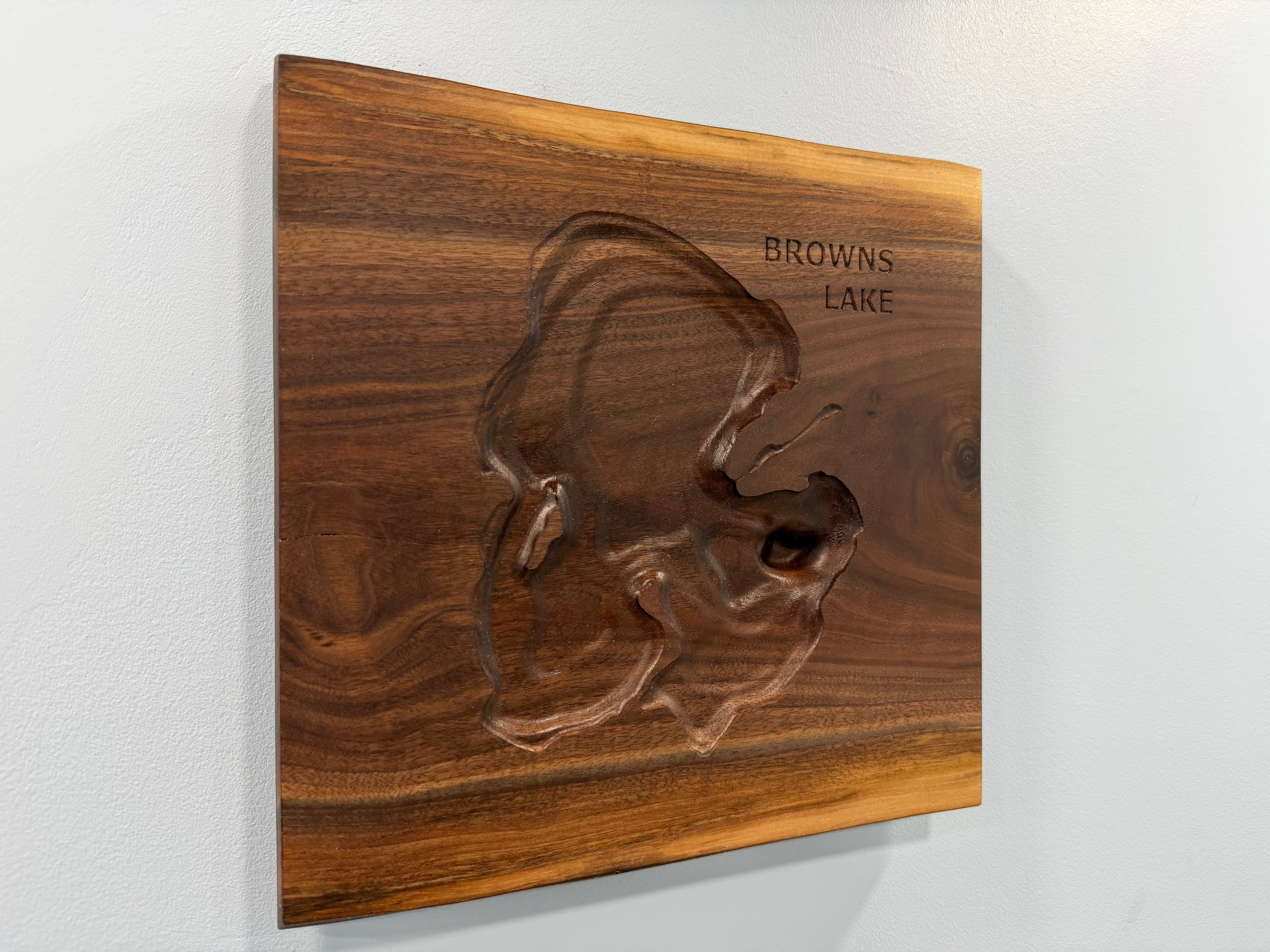 Browns Lake Map - 3D Carved - Bathymetric (Topographical Map)  [Racine County, WI]