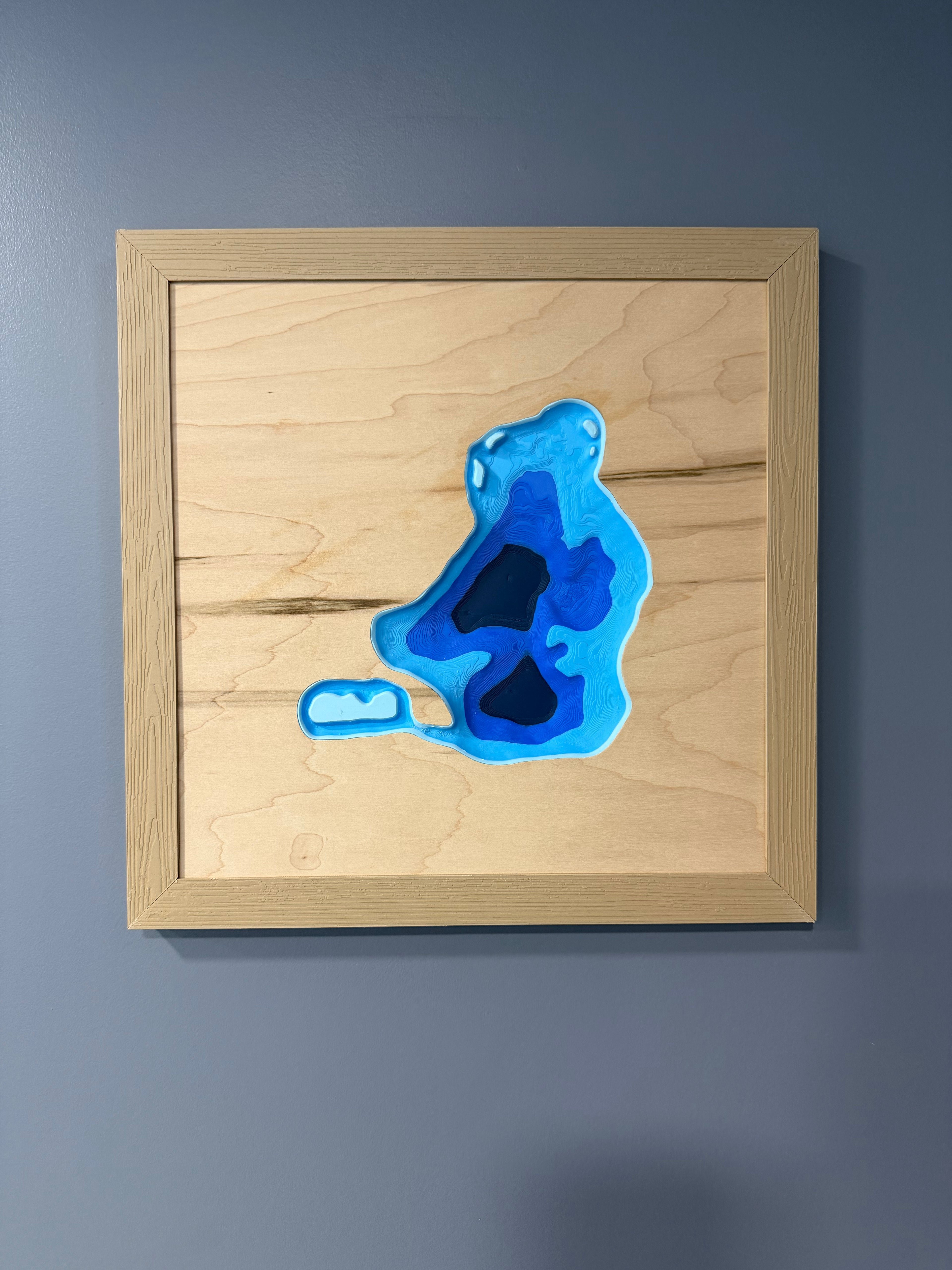 Paddock Lake Map - 3D Printed - Bathymetric (Topographical Map) [Kenosha County, WI]