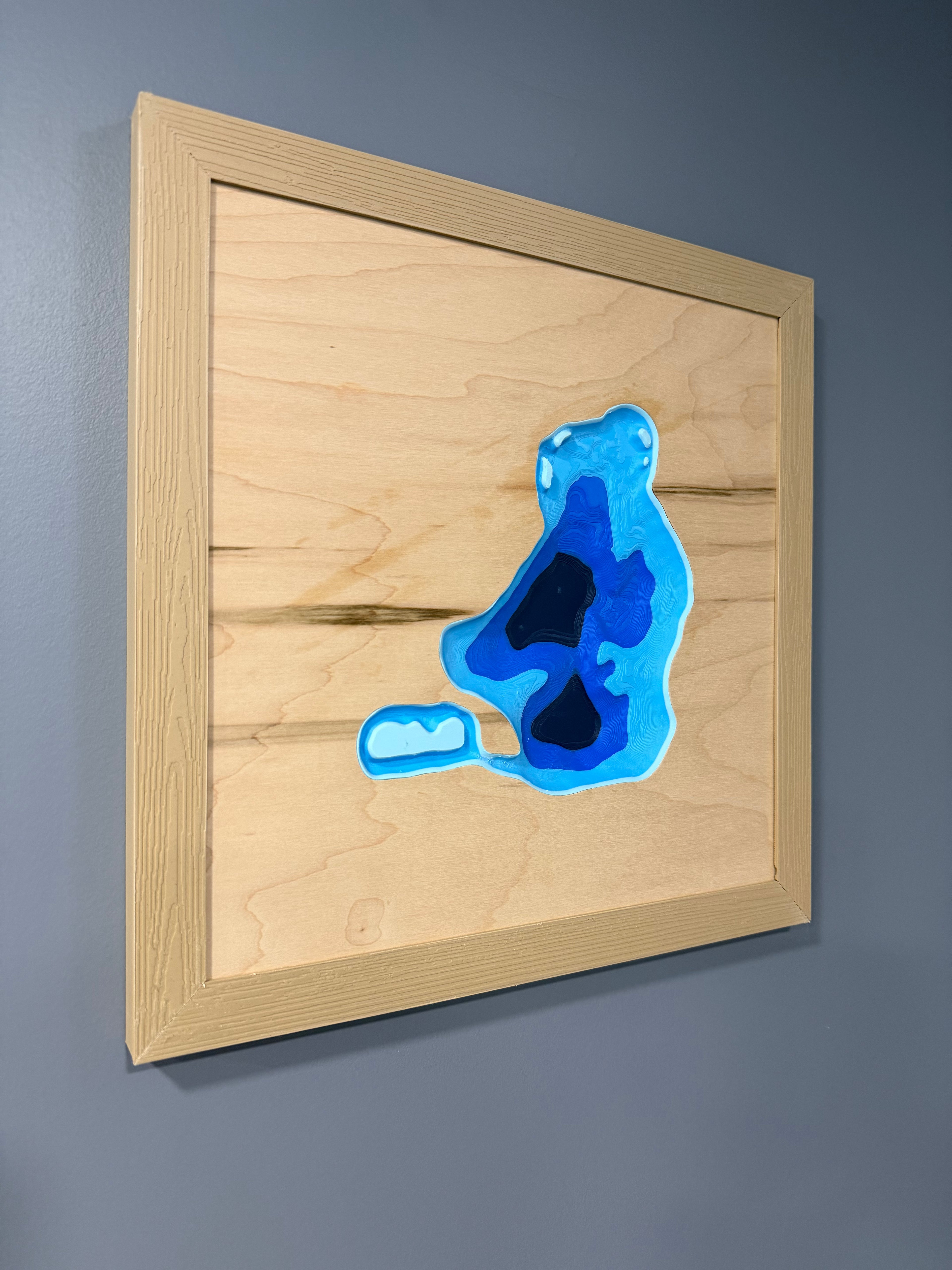 Paddock Lake Map - 3D Printed - Bathymetric (Topographical Map) [Kenosha County, WI]