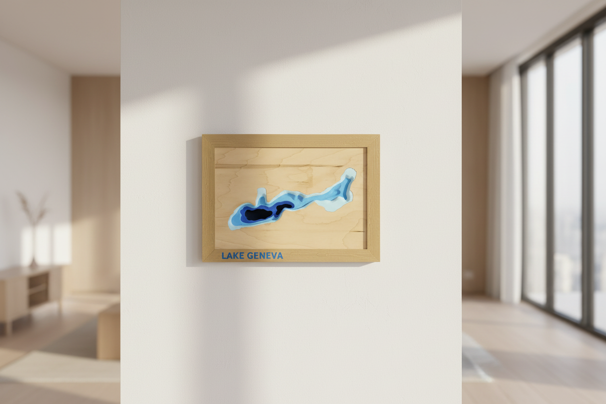 Lake Geneva Map - 3D Printed - Bathymetric (Topographical Map) [Walworth County, WI]