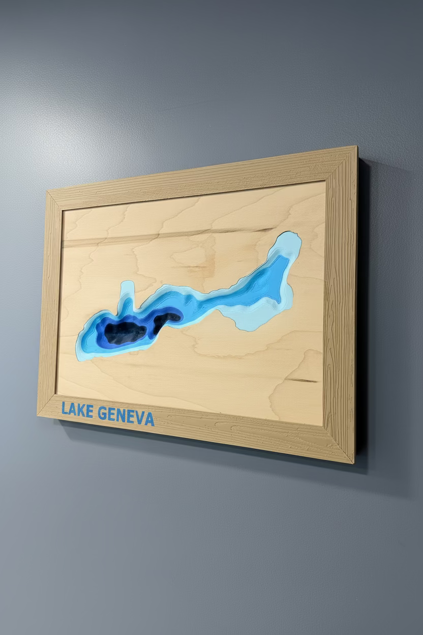 Lake Geneva Map - 3D Printed - Bathymetric (Topographical Map) [Walworth County, WI]