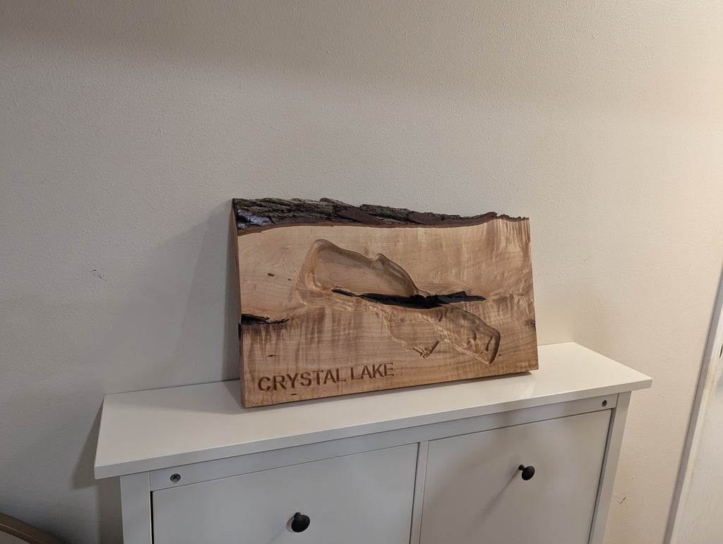 Crystal Lake Map - 3D Carved - Bathymetric (Topographical Map)  [Benzie, MI]