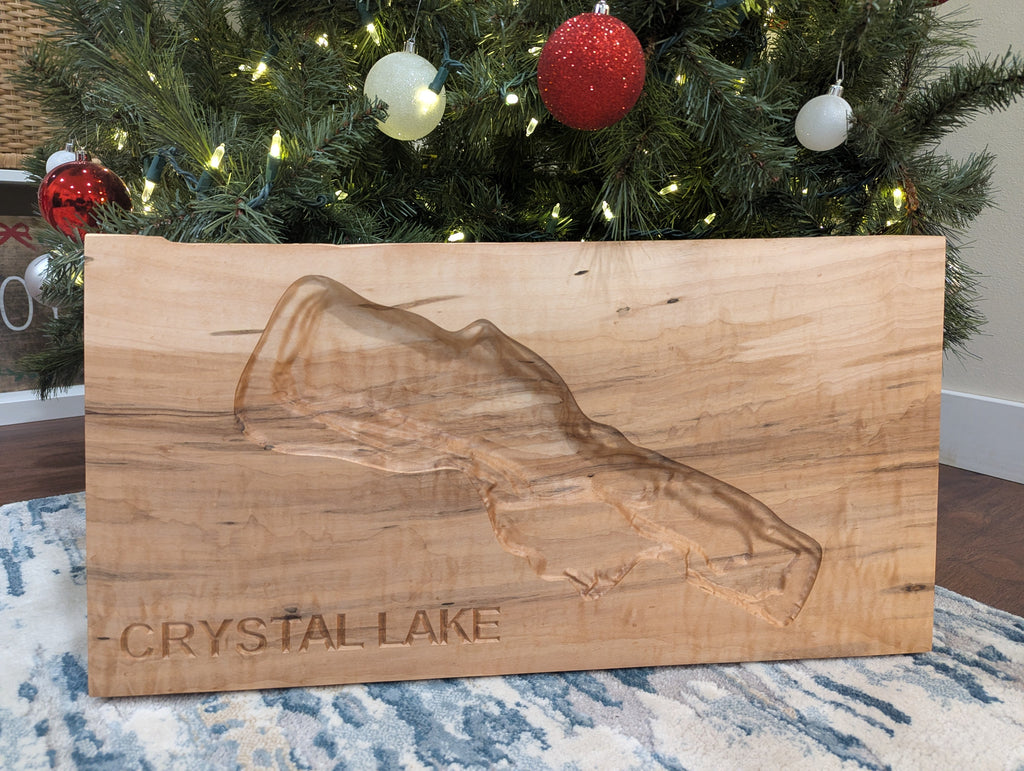 Crystal Lake Map - 3D Carved - Bathymetric (Topographical Map)  [Benzie, MI]