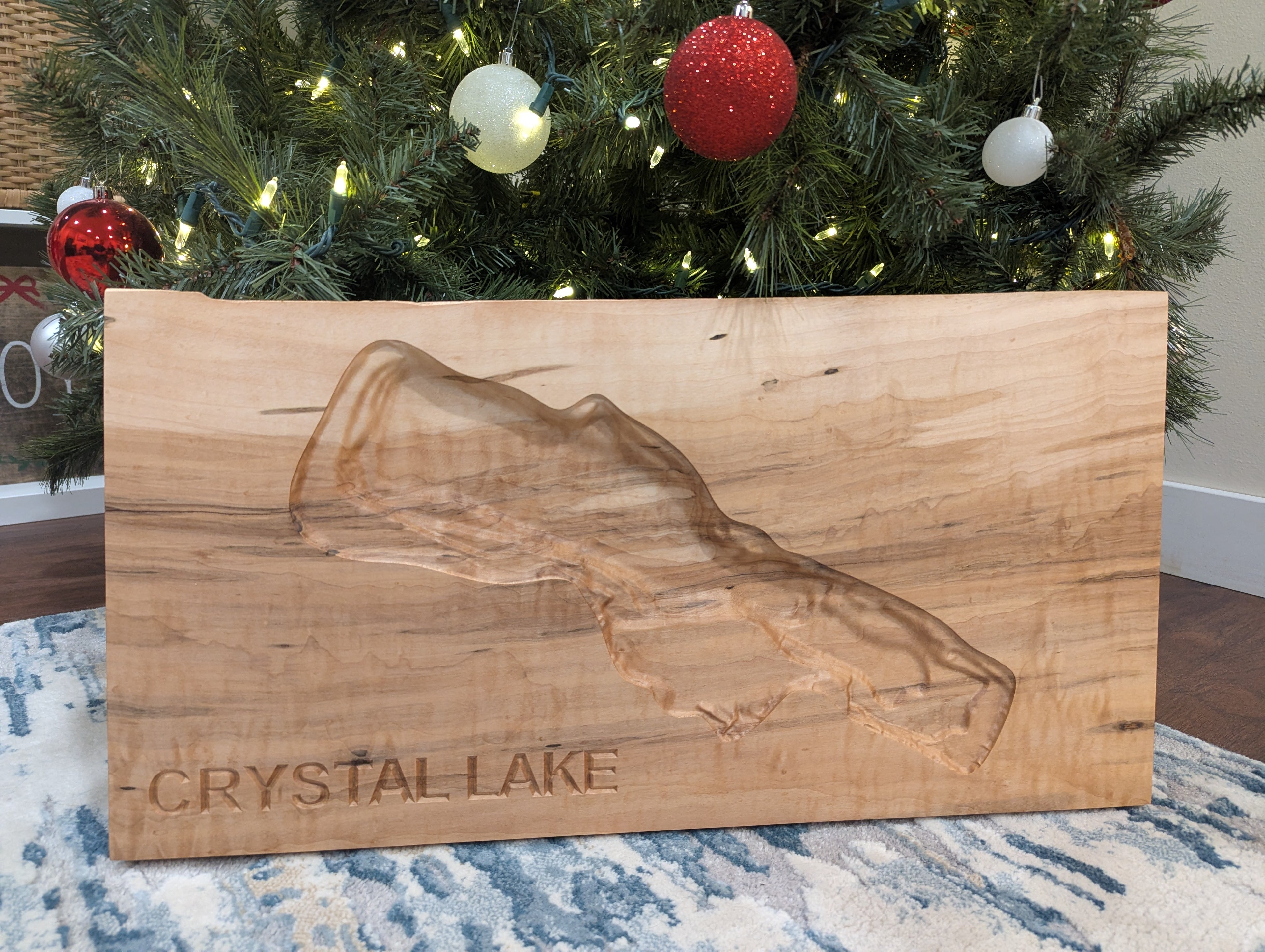 Crystal Lake Map - 3D Carved - Bathymetric (Topographical Map)  [Benzie, MI]