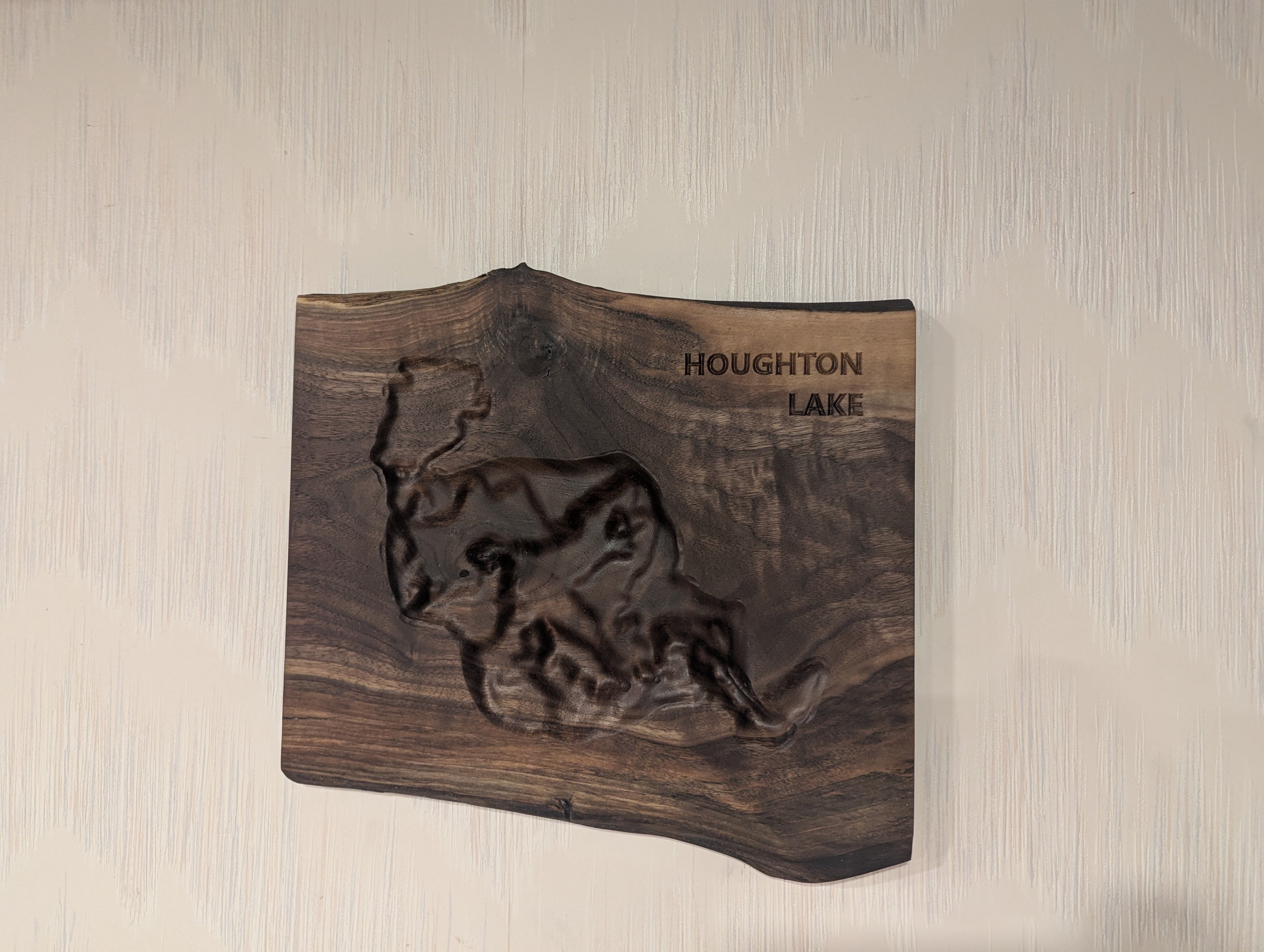 Houghton Lake Map - 3D Carved - Bathymetric (Topographical Map)  [Roscommon, MI]