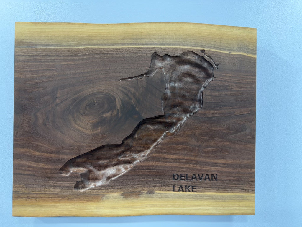 Delavan Lake Map - 3D Carved - Bathymetric (Topographical Map)  [Walworth County, WI]