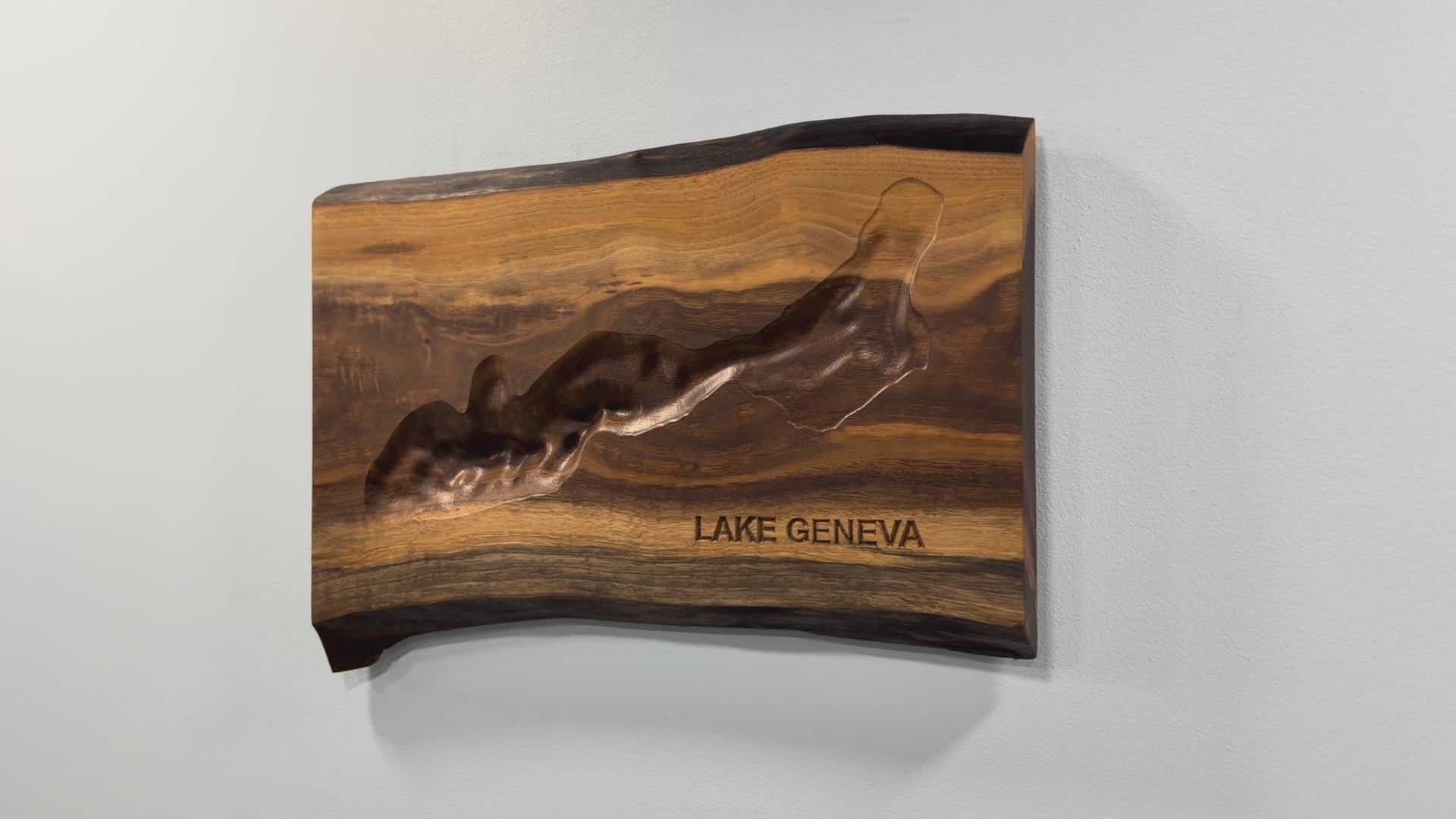 Lake Geneva Map - 3D Carved - Bathymetric (Topographical Map)  [Walworth County, WI]