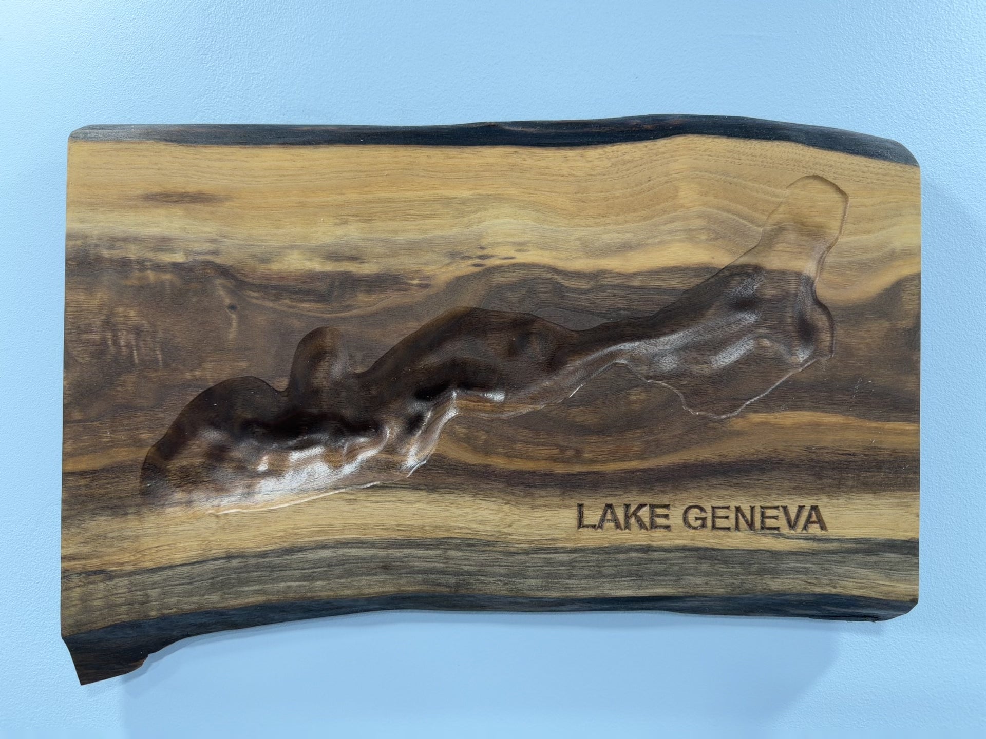 Lake Geneva Map - 3D Carved - Bathymetric (Topographical Map)  [Walworth County, WI]